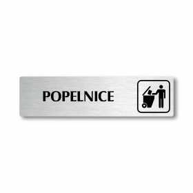 Popelnice, stříbrná cedulka, 180x45mm