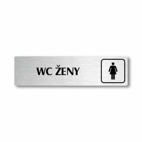 WC ženy, stříbrná cedulka, 180x45mm
