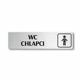 WC chlapci, stříbrná cedulka, 180x45mm