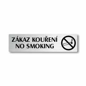 Zákaz kouření, stříbrná cedulka, 180x45mm