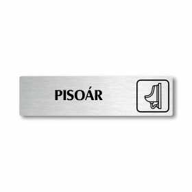 Pisoár, stříbrná cedulka, 180x45mm