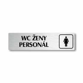 WC ženy personál, stříbrná cedulka, 180x45mm