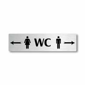 WC ženy vlevo, stříbrná cedulka, 180x45mm