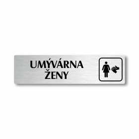 Umývárna ženy, stříbrná cedulka, 180x45mm