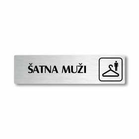 Šatna muži, stříbrná cedulka, 180x45mm