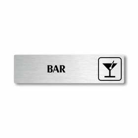 Bar, stříbrná cedulka, 180x45mm