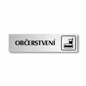 Občerstvení, stříbrná cedulka, 180x45mm