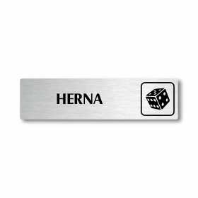 Herna, stříbrná cedulka, 180x45mm