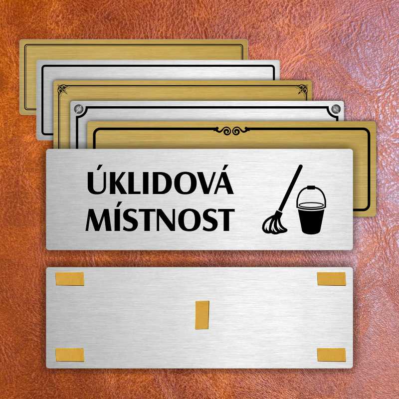 Úklidová místnost, 200x66mm, stříbrná popiska