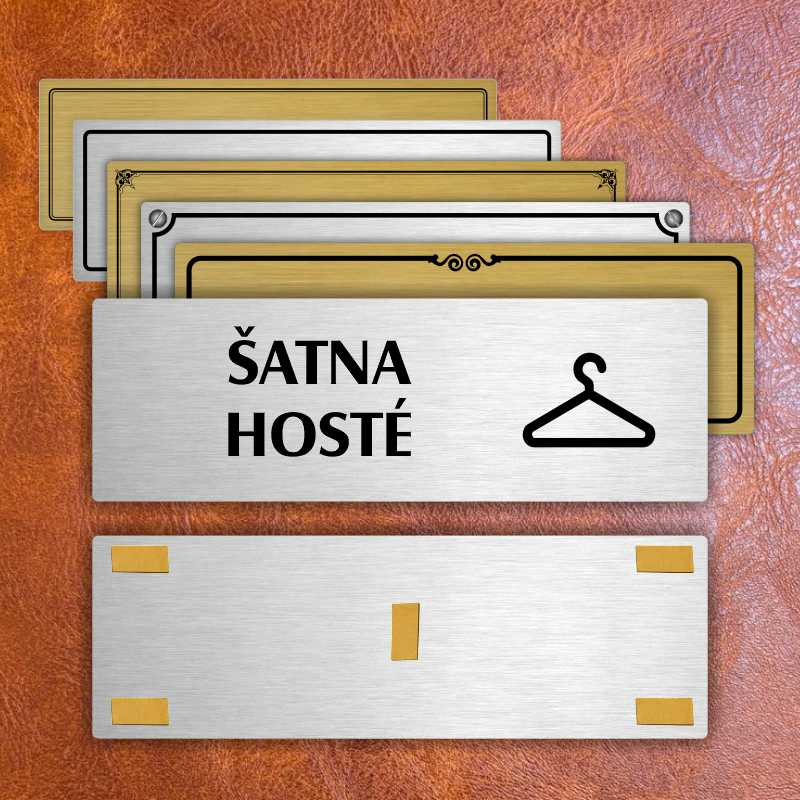 Šatna hosté, 240x79mm, zlatá popiska 