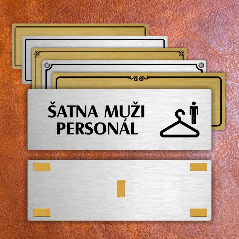 Šatna muži personál, 240x79mm, stříbrná popiska 