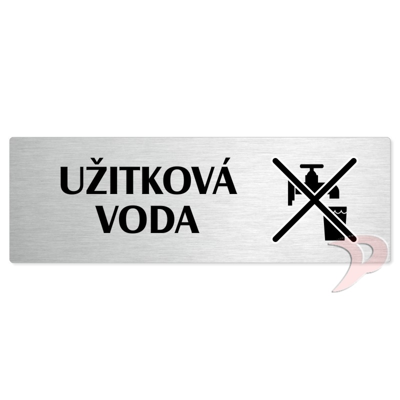 Užitková voda, 200x66mm, stříbrná popiska 