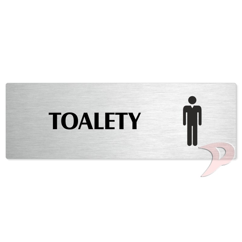 Toalety muži, 200x66mm, stříbrná popiska 