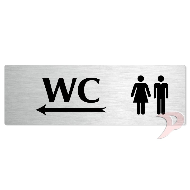 WC společné vlevo, 240x79mm, stříbrná popiska 