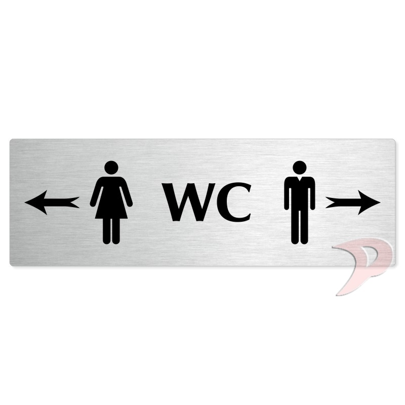 WC společné - rozcestník, 200x66mm, stříbrná popiska 