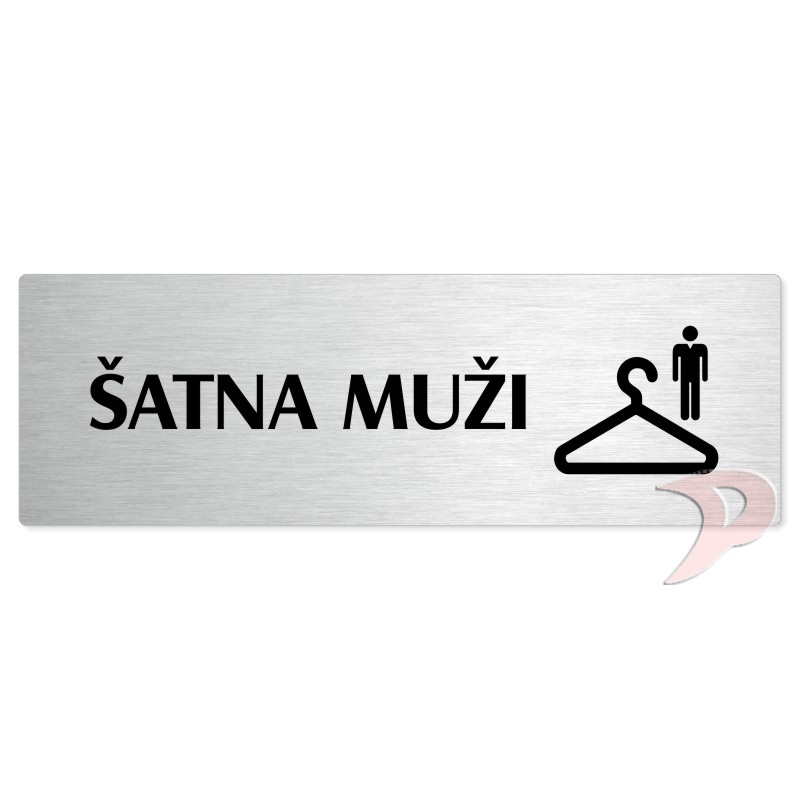 Šatna muži, 200x66mm, stříbrná popiska