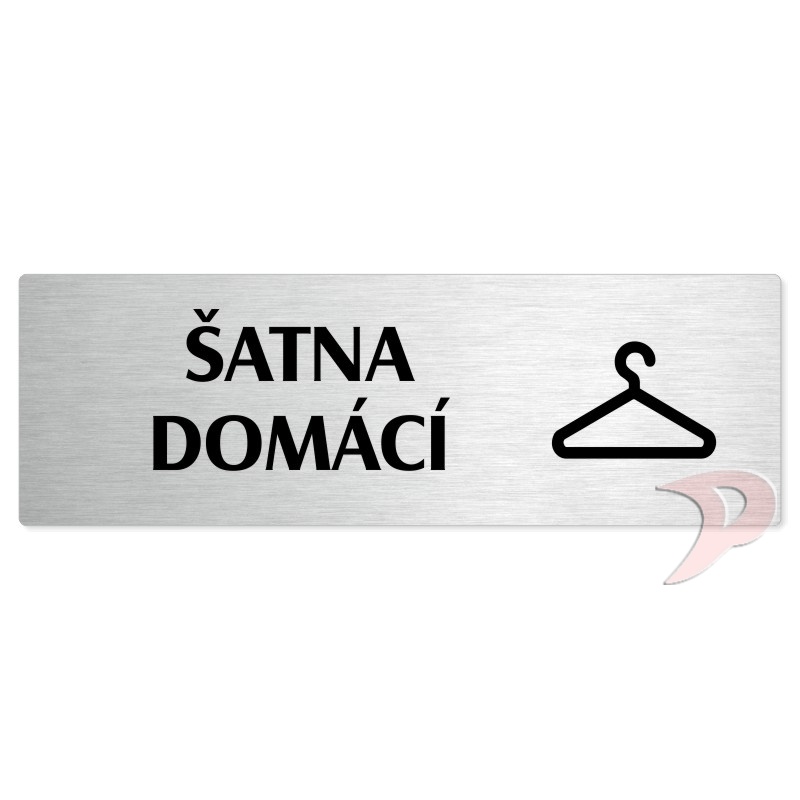 Šatna domácí, 200x66mm, stříbrná popiska 