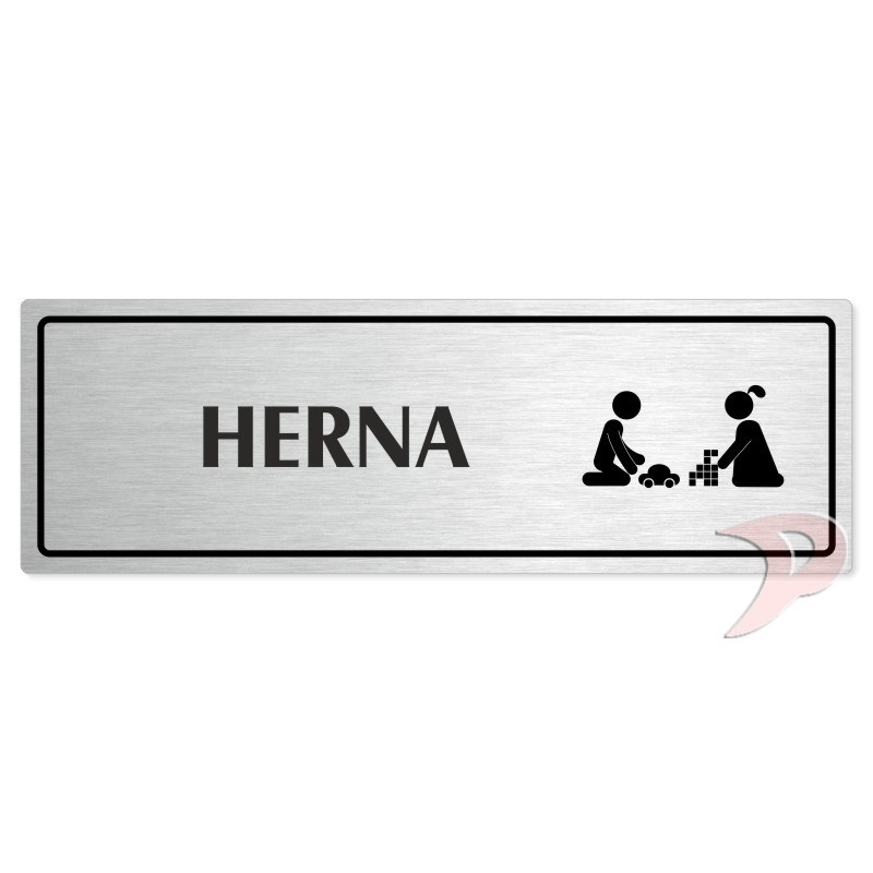 Herna, 200x66mm, stříbrná popiska s rámečkem