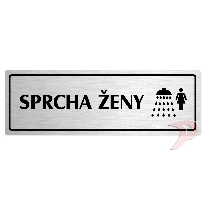 Sprcha ženy, 200x66mm, stříbrná popiska s rámečkem