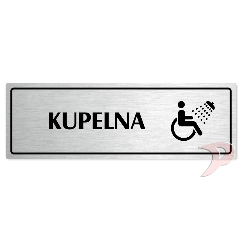 Koupelna, 240x79mm, stříbrná popiska s rámečkem