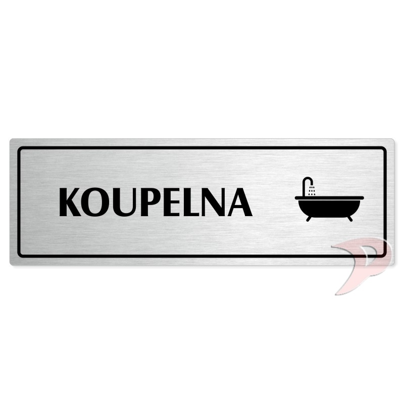 Koupelna, 240x79mm, stříbrná popiska s rámečkem