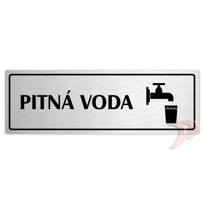 Pitná voda, 240x79mm, stříbrná popiska s rámečkem