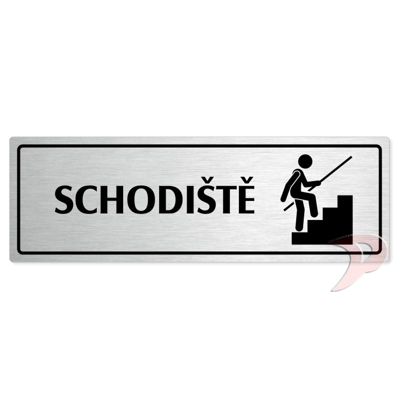 Schodiště, 200x66mm, stříbrná popiska s rámečkem