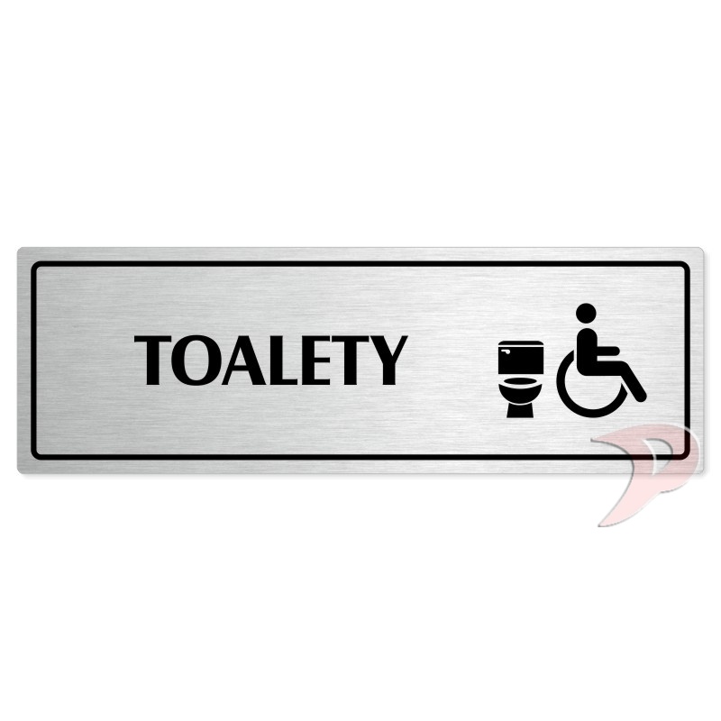 Toalety invalida, 240x79mm, stříbrná popiska s rámečkem