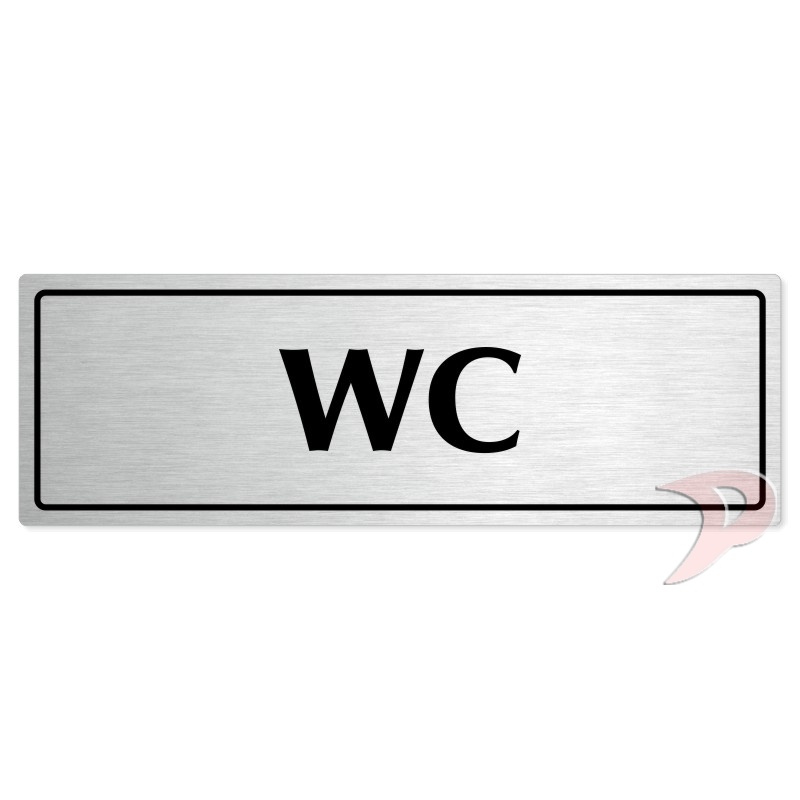 WC, 240x79mm, stříbrná popiska s rámečkem