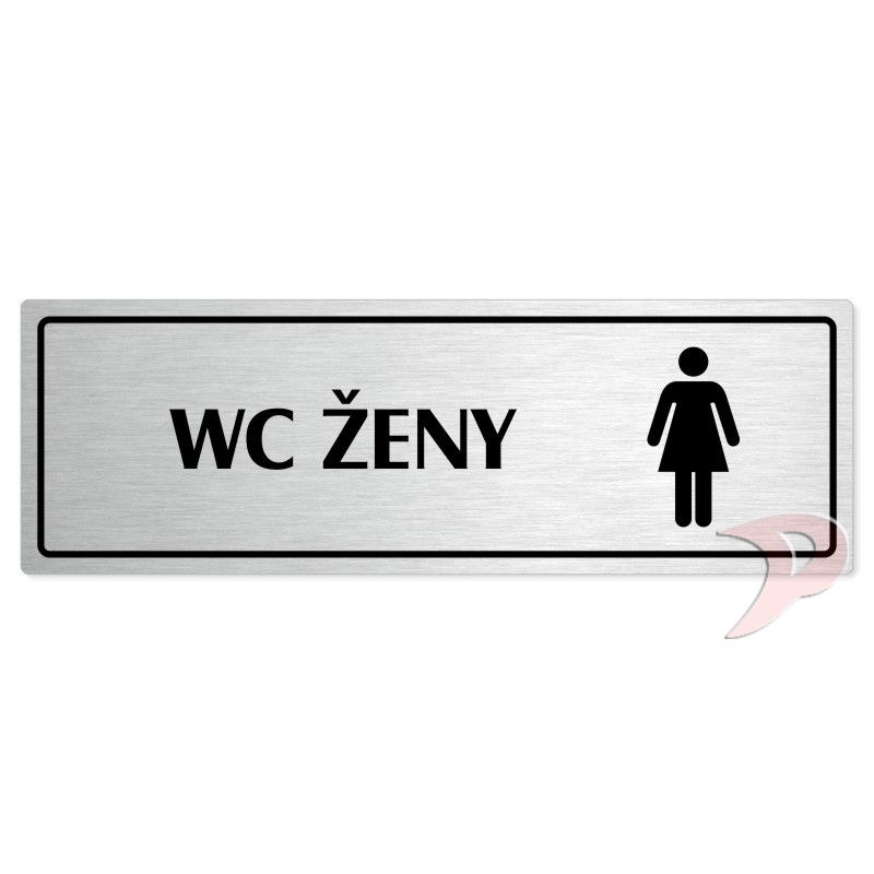 WC ženy, 240x79mm, stříbrná popiska s rámečkem