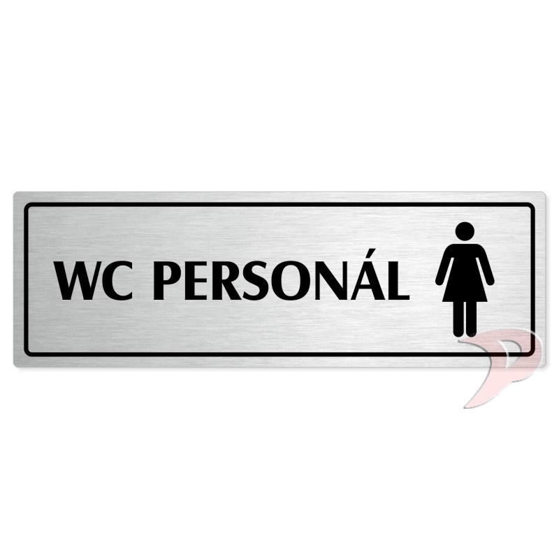 WC personál ženy, 200x66mm, stříbrná popiska s rámečkem
