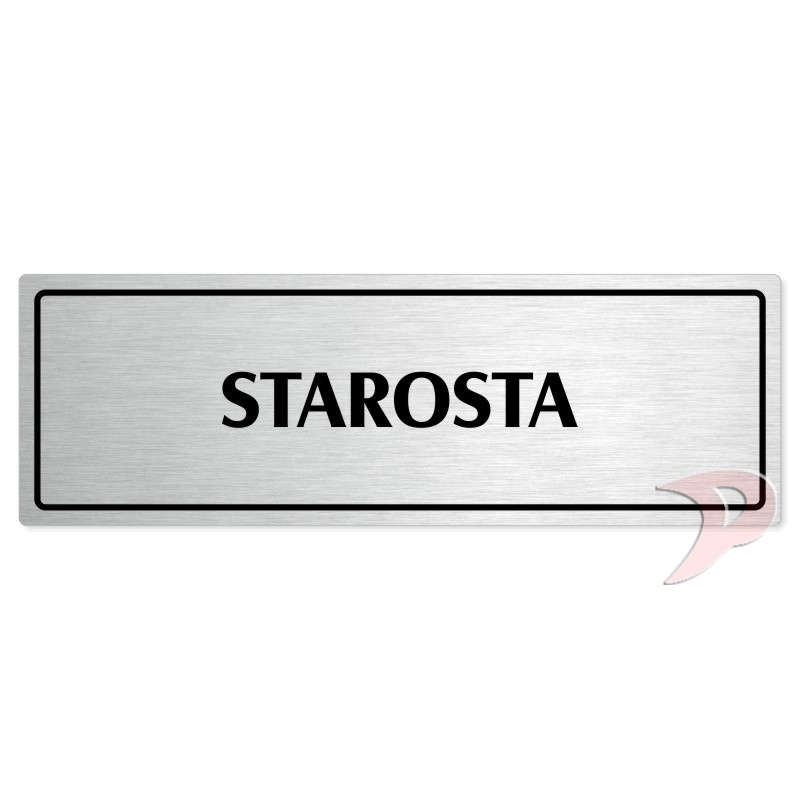 Starosta, 200x66mm, stříbrná popiska s rámečkem