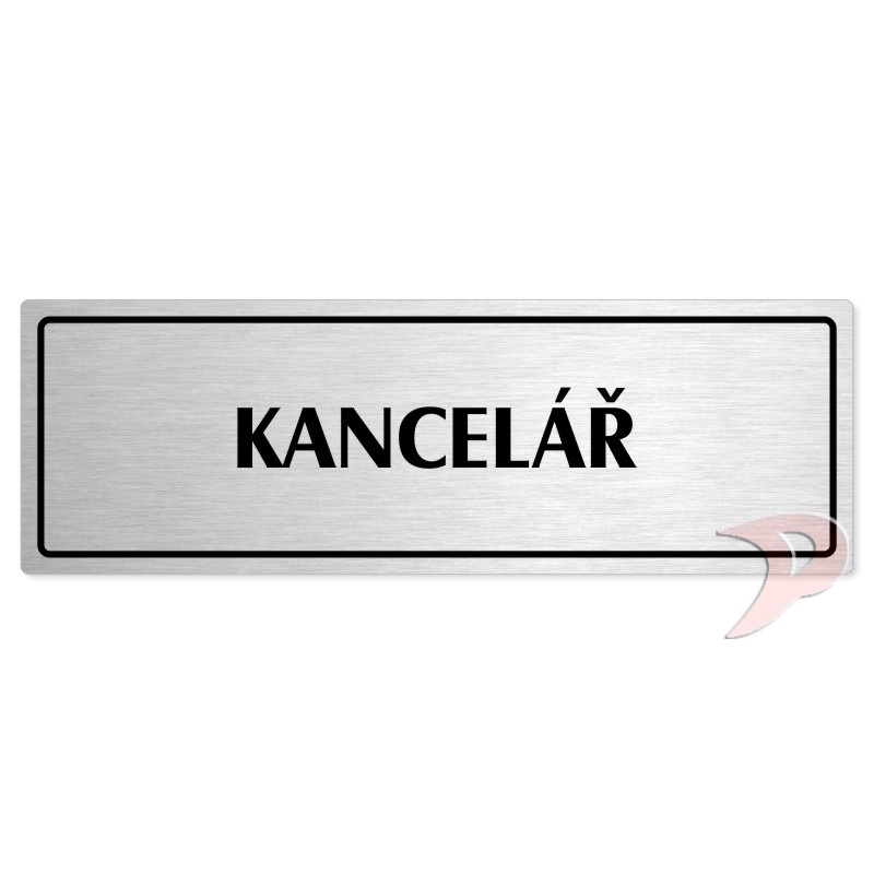 Kancelář, 240x79mm, stříbrná popiska s rámečkem