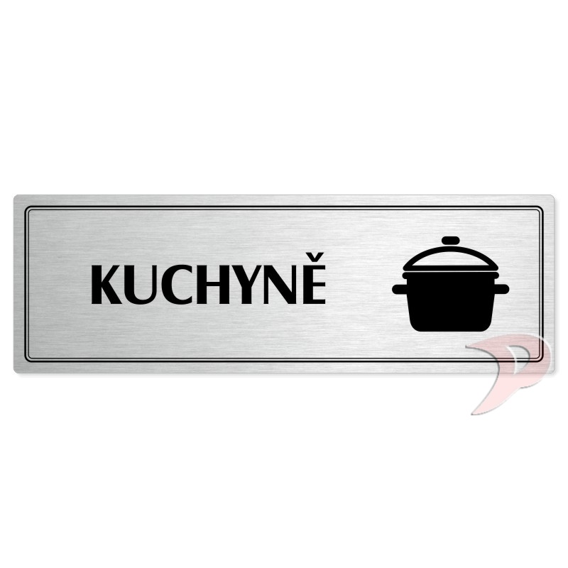 Kuchyně, 240x79mm, stříbrná popiska s dvojtým rámečkem
