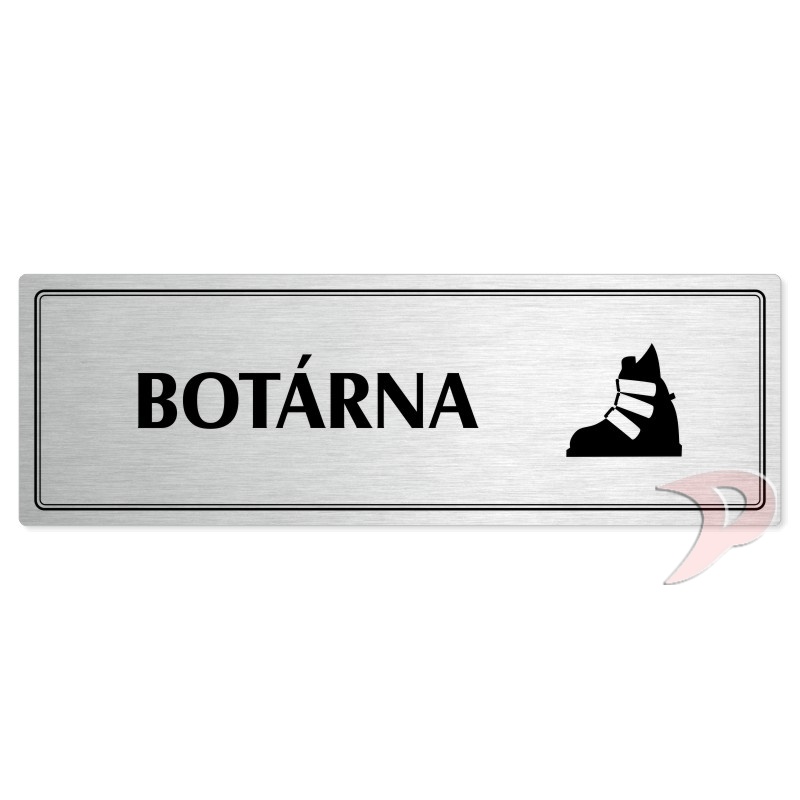 Botárna, 200x66mm, stříbrná popiska s dvojtým rámečkem
