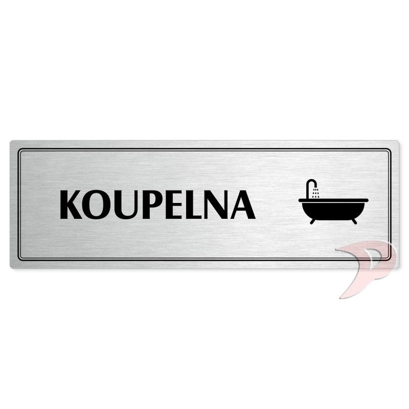 Koupelna, 240x79mm, stříbrná popiska s dvojtým rámečkem