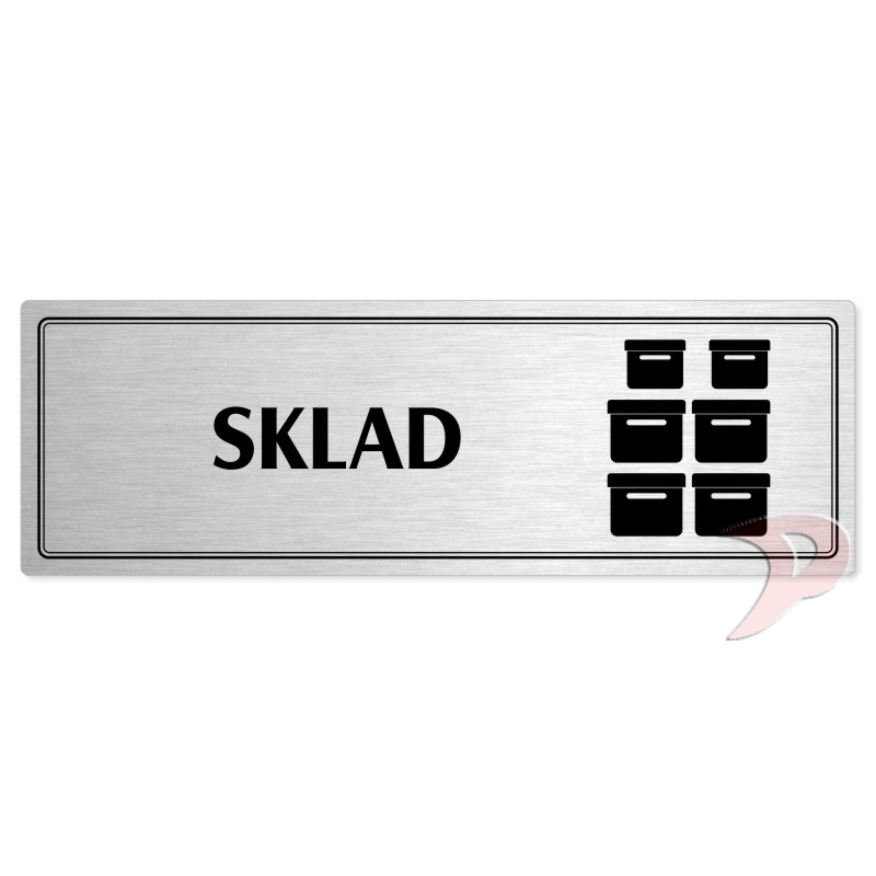 Sklad, 200x66mm, stříbrná popiska s dvojtým rámečkem