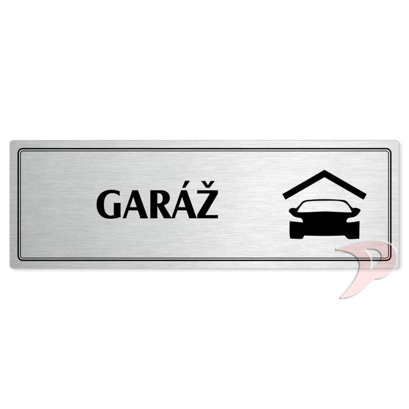 Garáž, 200x66mm, stříbrná popiska s dvojtým rámečkem
