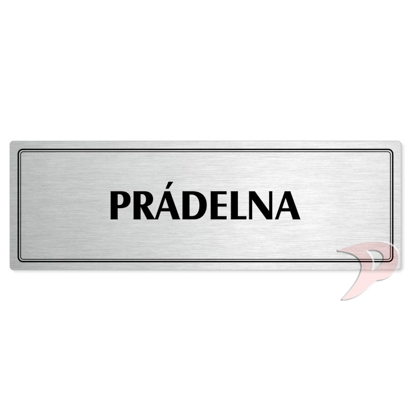 Prádelna, 200x66mm, stříbrná popiska s dvojtým rámečkem