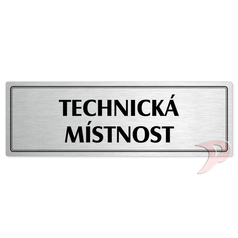 Technická místnost, 240x79mm, stříbrná popiska s dvojtým rámečkem