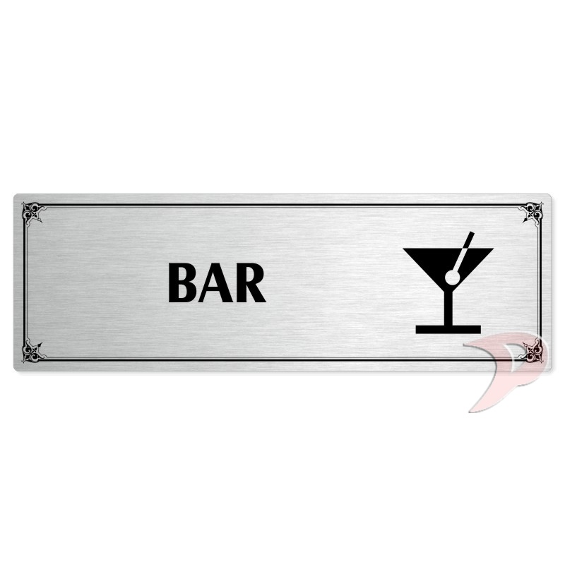 Bar, 200x66mm, stříbrná popiska s okrasným rámečkem