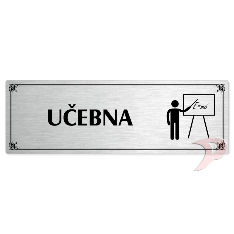 Učebna, 200x66mm, stříbrná popiska s okrasným rámečkem