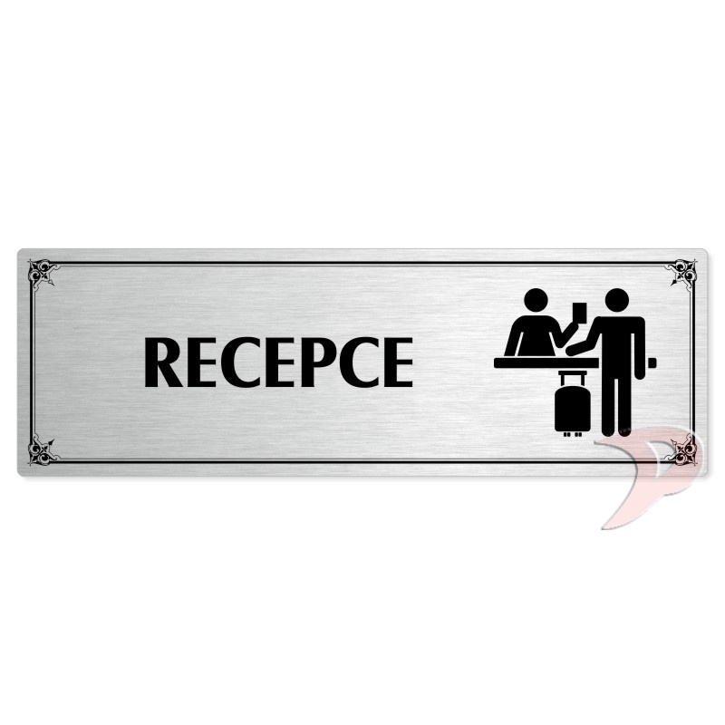 Recepce, 200x66mm, stříbrná popiska s okrasným rámečkem