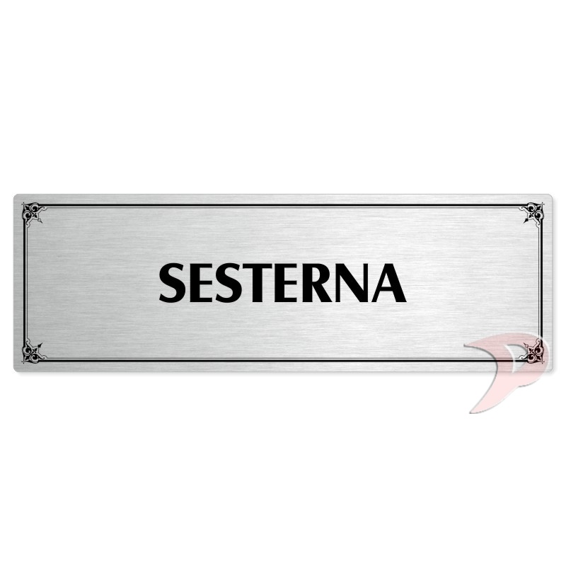 Sesterna, 200x66mm, stříbrná popiska s okrasným rámečkem