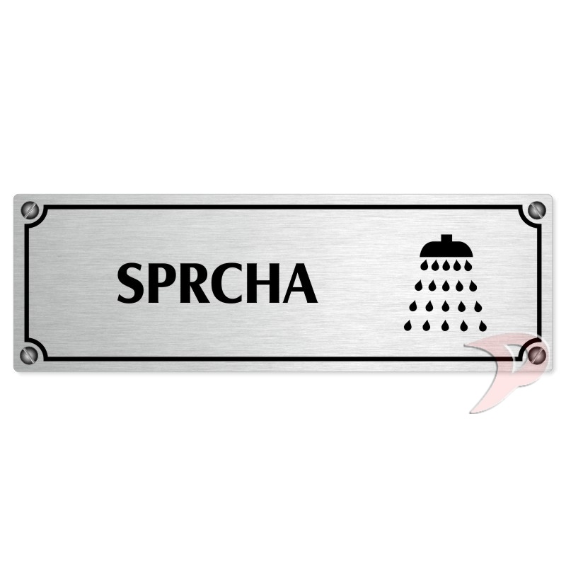 Sprcha, 240x79mm, stříbrná popiska s imitacemi šroubků