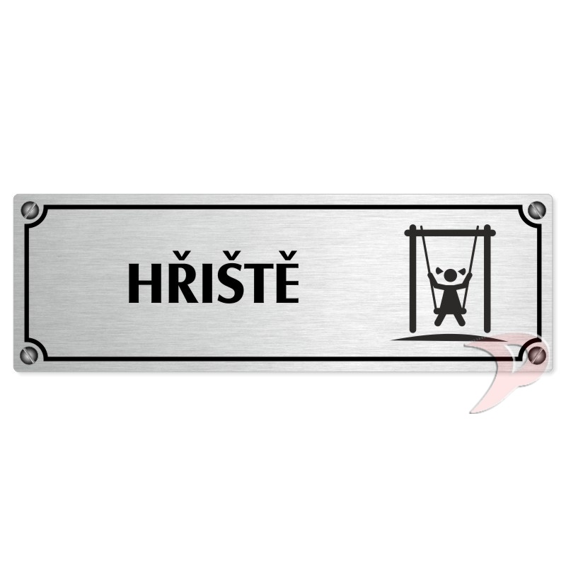 Hřiště, 200x66mm, stříbrná popiska s imitacemi šroubků