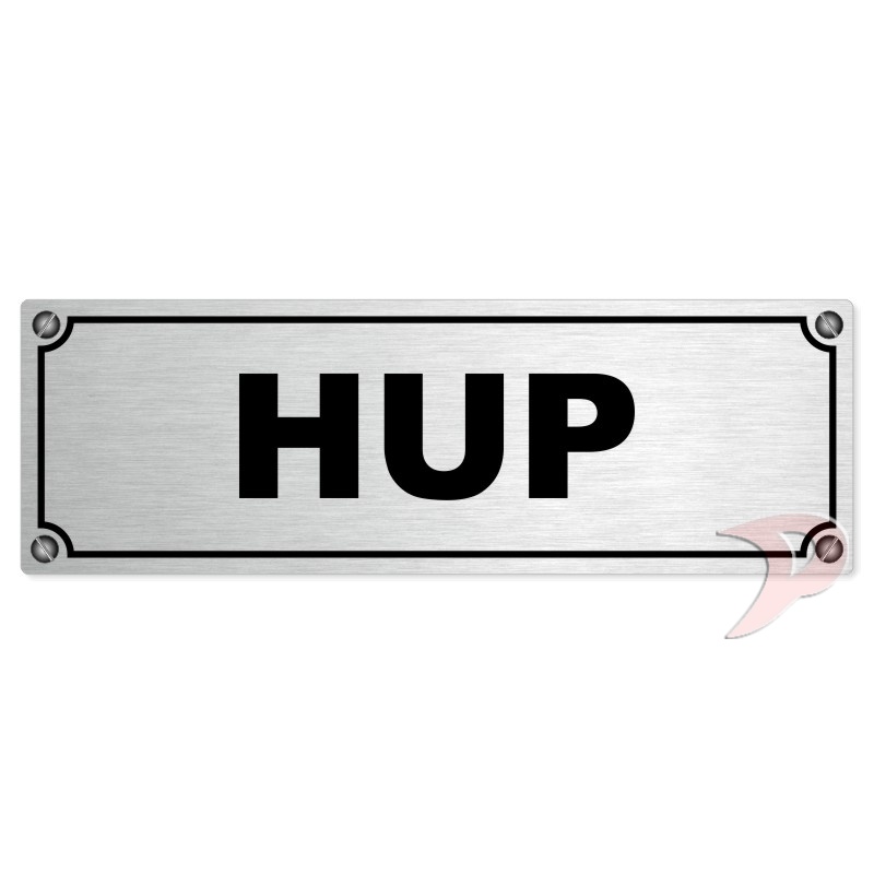 Hup, 200x66mm, stříbrná popiska s imitacemi šroubků