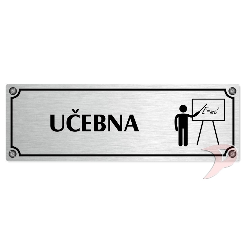 Učebna, 200x66mm, stříbrná popiska s imitacemi šroubků
