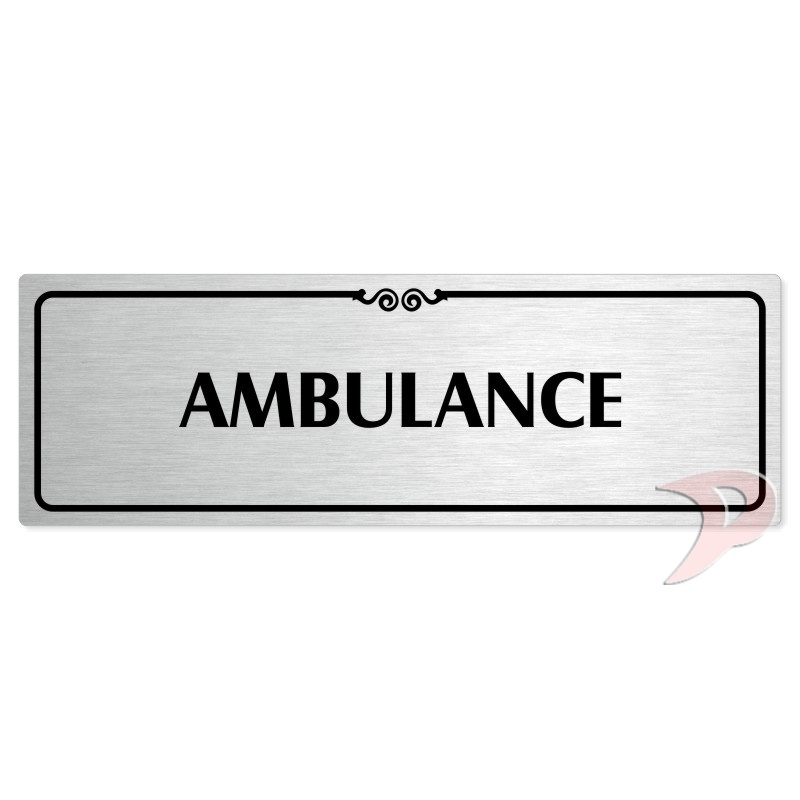 Ambulance, 240x79mm, stříbrná popiska s ozdobou uprostřed