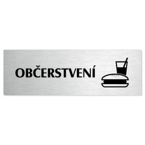Občerstvení, stříbrná popiska na dveře